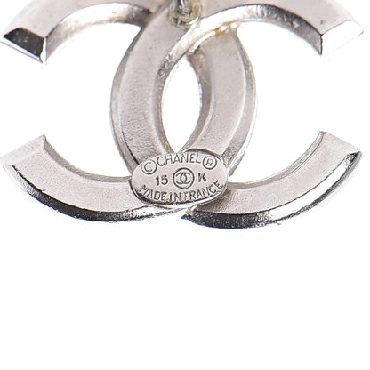Chanel Baguette Crystal CC Earrings Silver Black 3 of 5