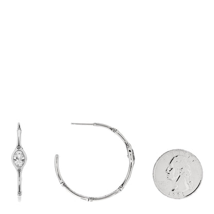 John Hardy Sterling Silver Rock Crystal Bamboo Hoop Earrings 2 of 5