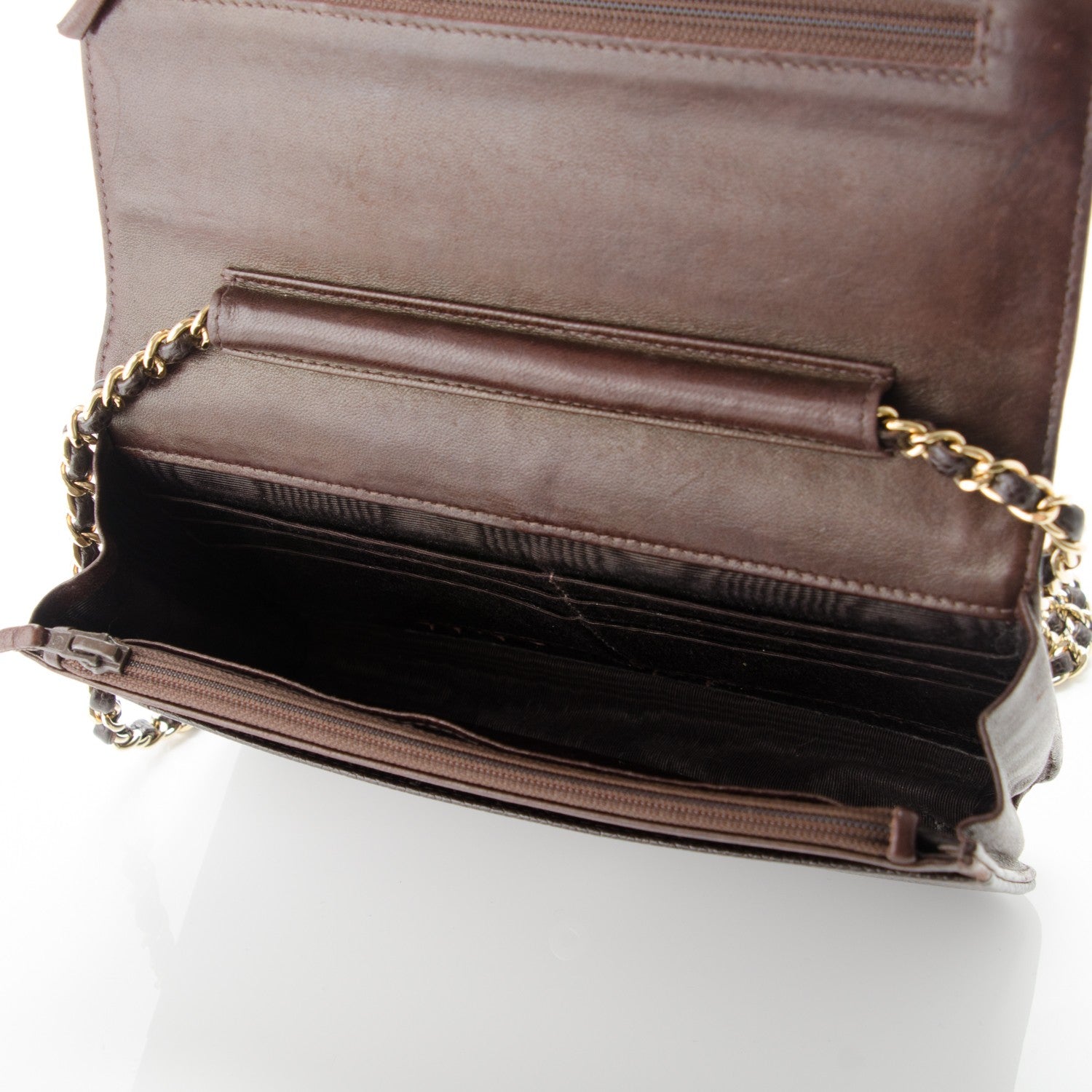Chanel Caviar Timeless CC Wallet On Chain WOC Dark Brown 5 of 9