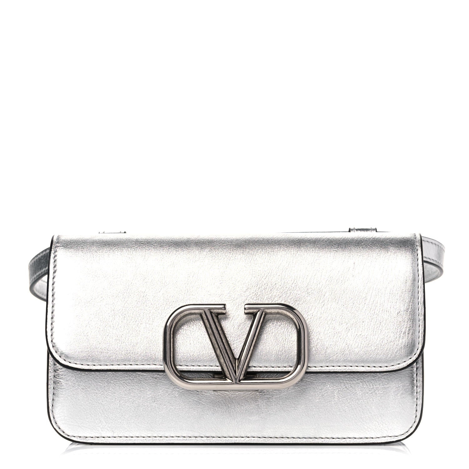 Valentino Garavani Metallic Calfskin VSling Belt Bag Silver 1 of 14