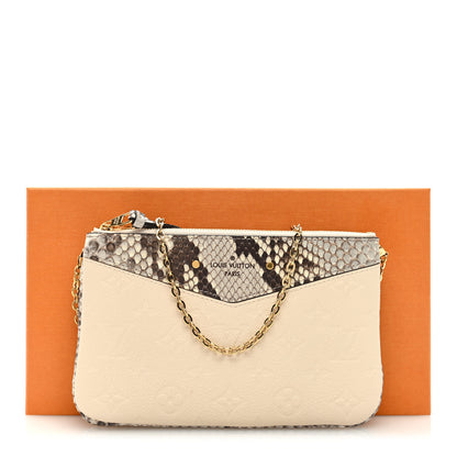 Louis Vuitton LOUIS VUITTON Empreinte Snakeskin Double Zip Pochette Creme 10 of 10