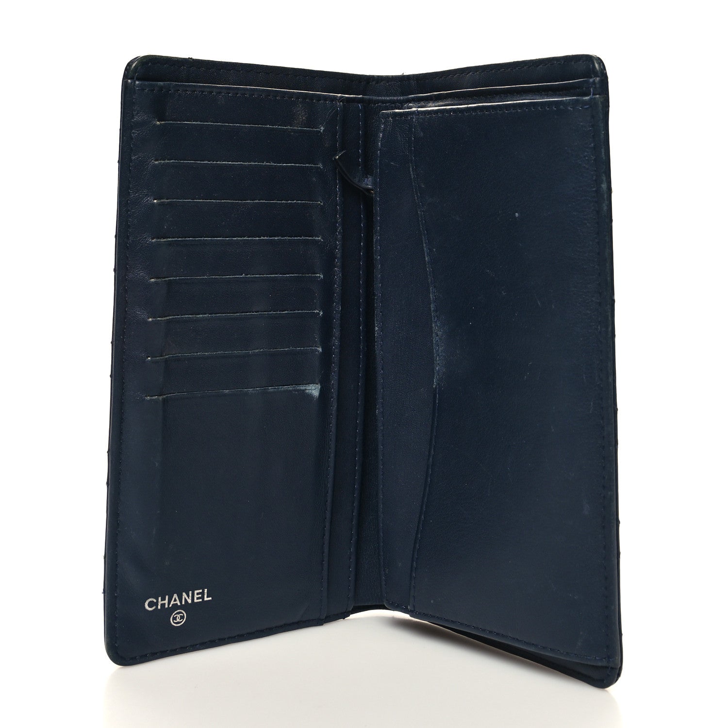 Chanel Caviar Quilted Yen Wallet Dark Blue 5 of 12