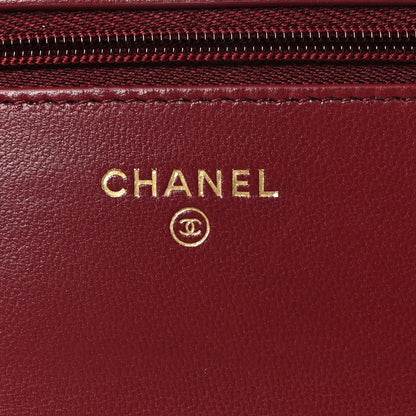 Chanel Lambskin Quilted Strass Studded CC Wallet on Chain WOC Burgundy 6 of 11