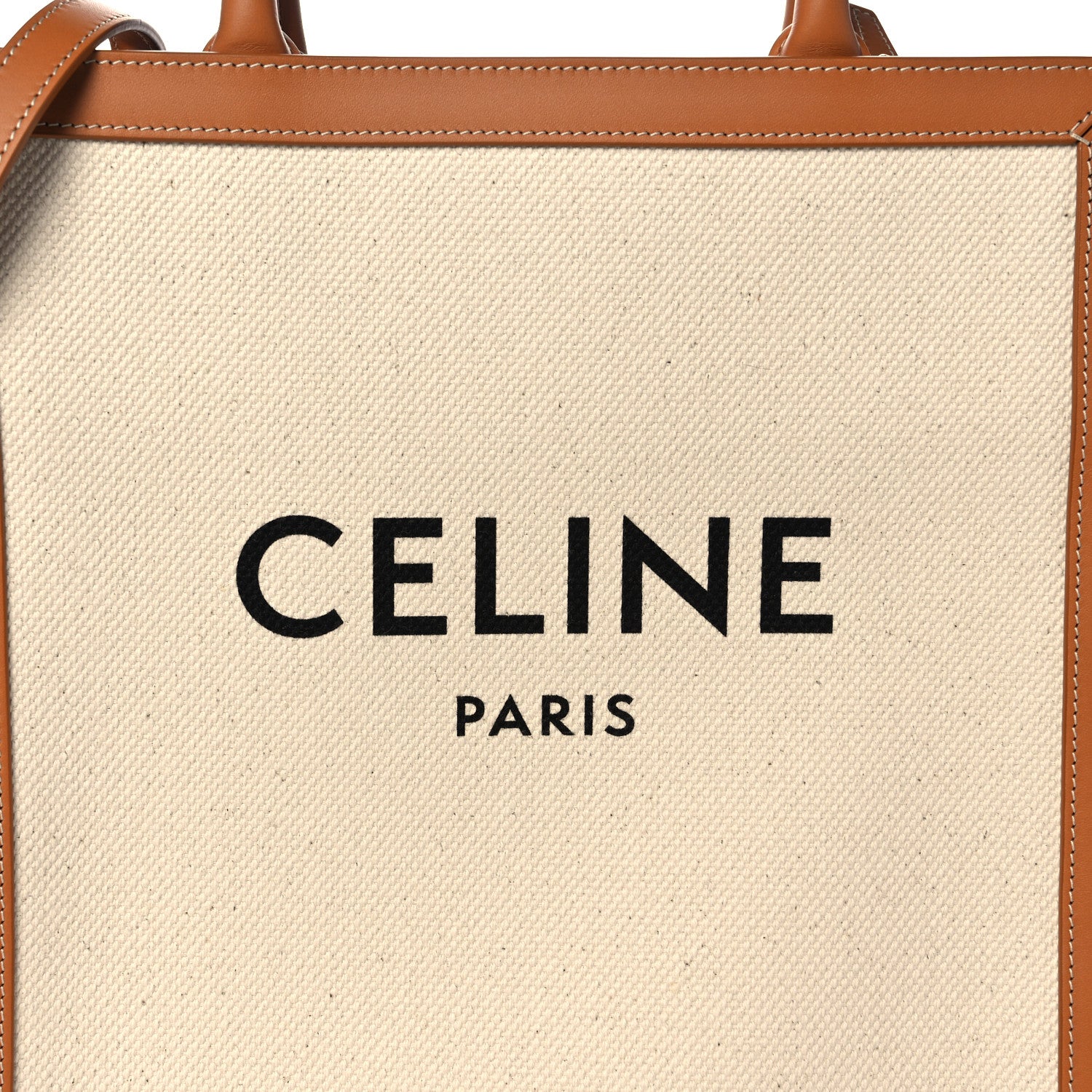 Celine Canvas Calfskin Logo Print Small Vertical Cabas Natural Tan 8 of 10