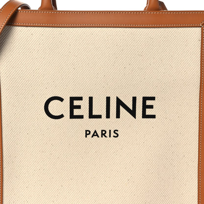 Celine Canvas Calfskin Logo Print Small Vertical Cabas Natural Tan 8 of 10
