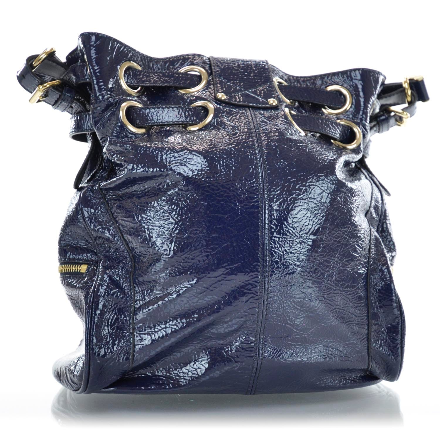 Jimmy Choo Crinkled Patent Ring Hobo Blue 3 of 9