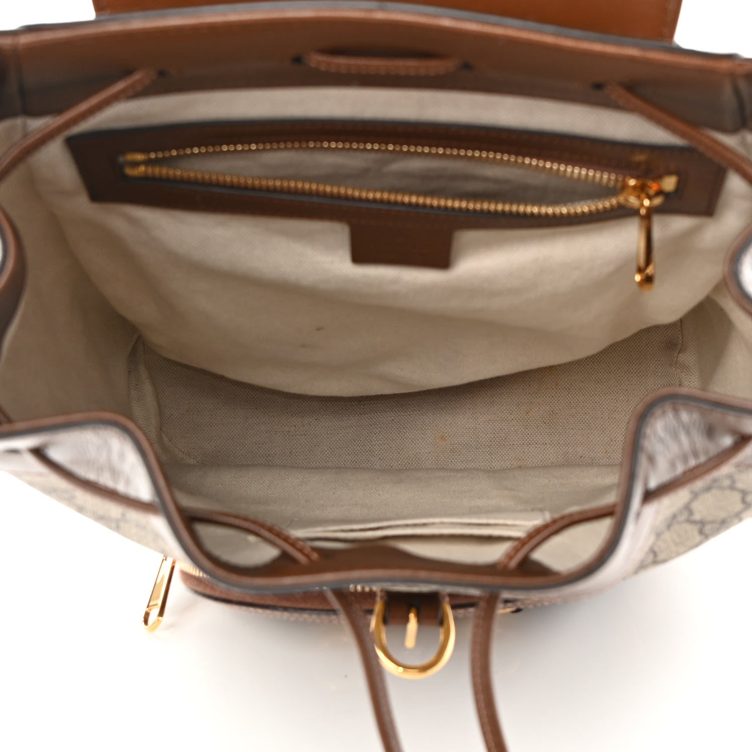 Gucci GG Supreme Monogram Calfskin Horsebit 1955 Single Buckle Backpack Beige Brown Sugar 5 of 17