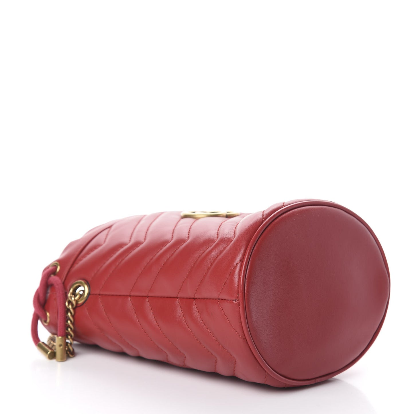 Calfskin Matelasse Mini GG Marmont 2.0 Bucket Bag Hibiscus Red