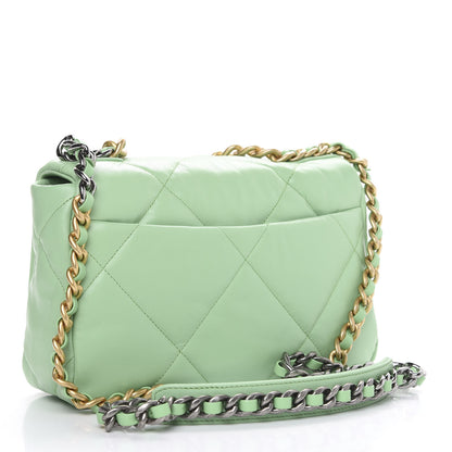 Chanel Goatskin Quilted Medium 19 Flap Light Green 3 of 11