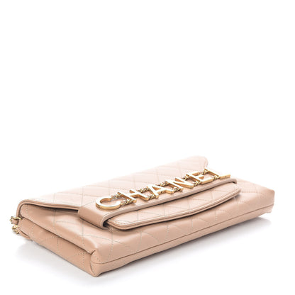 Chanel Calfskin Quilted Enchained Clutch Beige 4 of 11