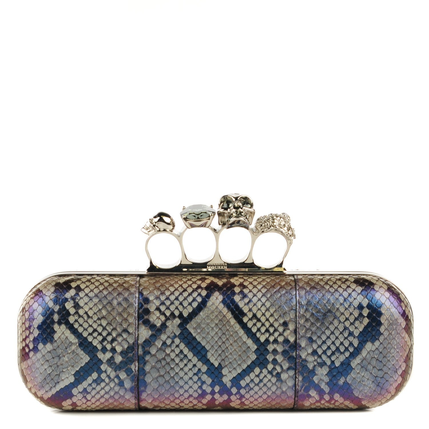 Alexander McQueen Python Knuckle Box Clutch Brown 1 of 8