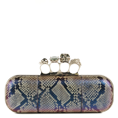 Alexander McQueen Python Knuckle Box Clutch Brown 1 of 8