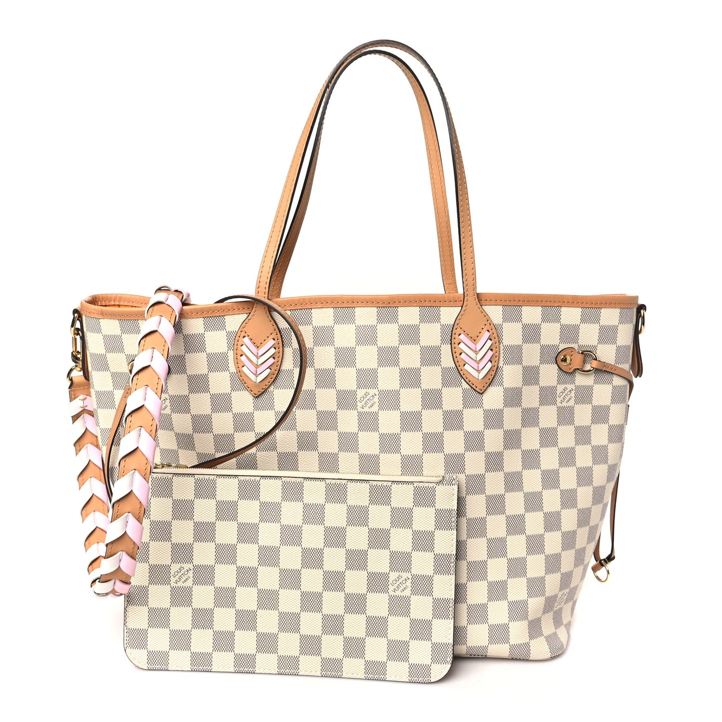 Damier Azur Braided Neverfull MM Orange