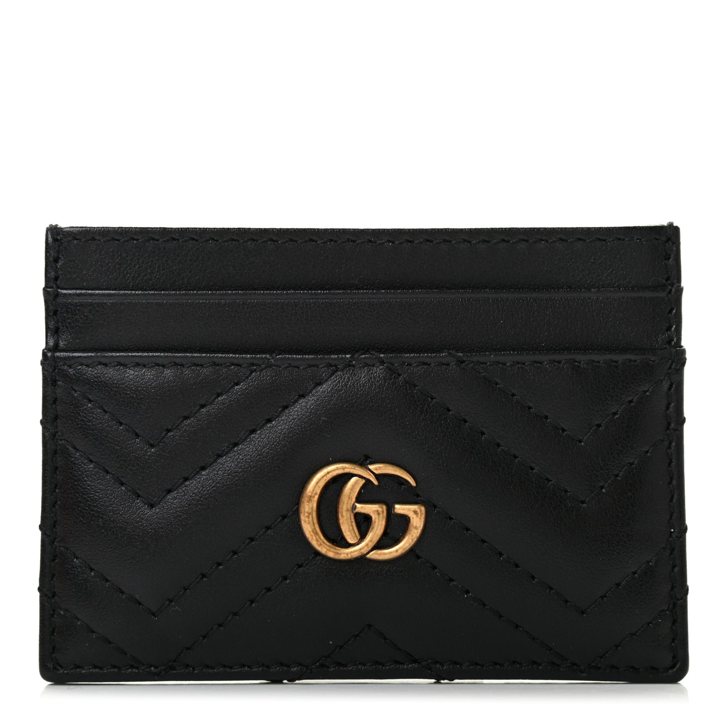 Calfskin Matelasse GG Marmont Card Holder Black