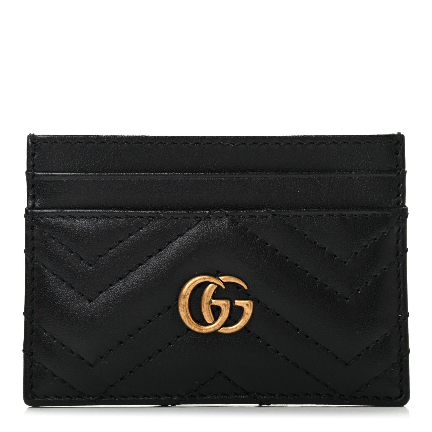 Gucci Calfskin Matelasse GG Marmont Card Holder Black 1 of 6