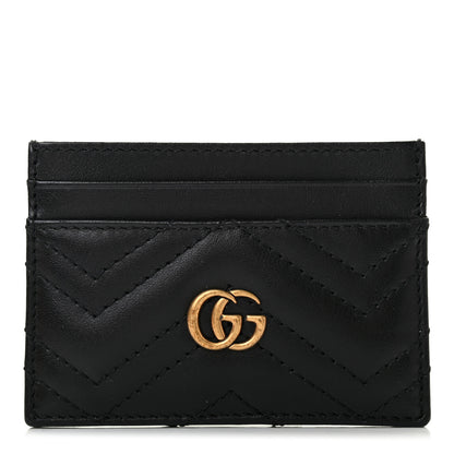 Gucci Calfskin Matelasse GG Marmont Card Holder Black 1 of 6