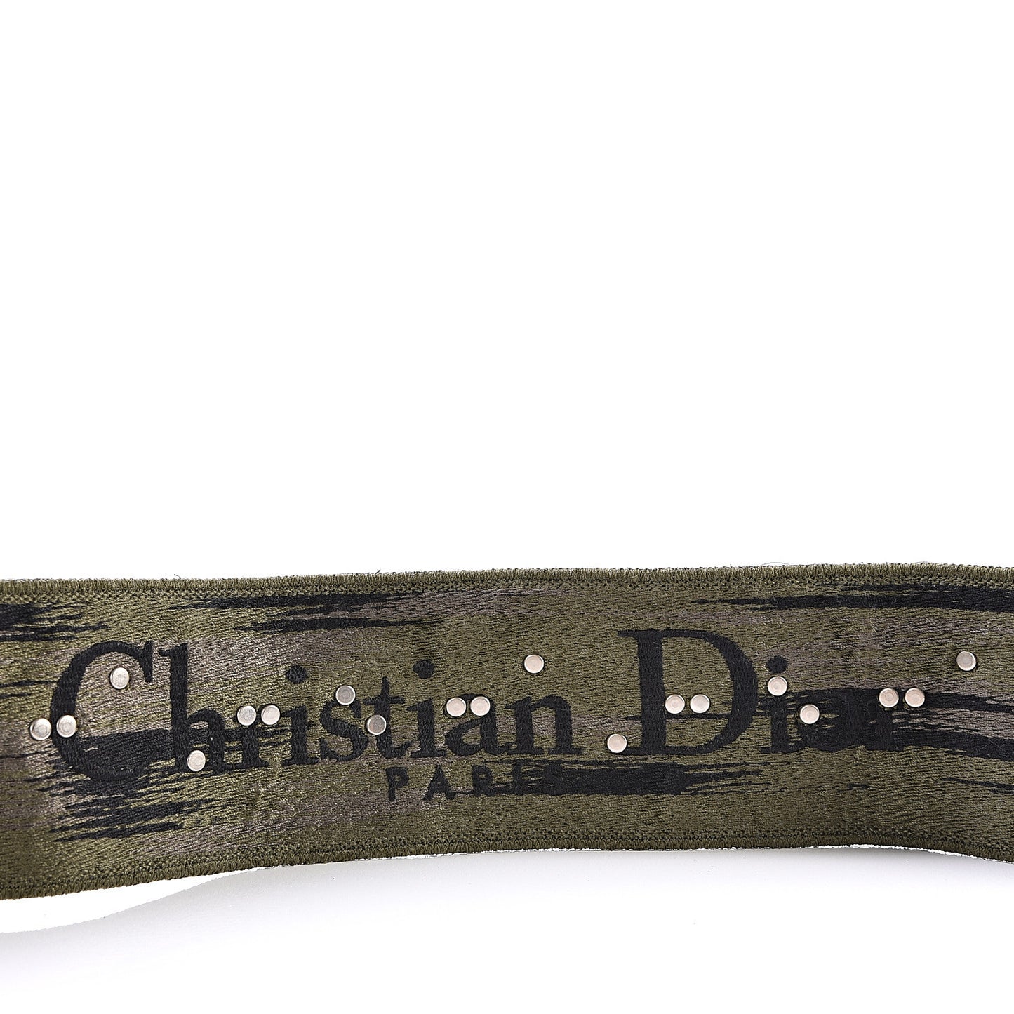 Canvas Embroidered Studded Camouflage Shoulder Strap Vert Multicolor