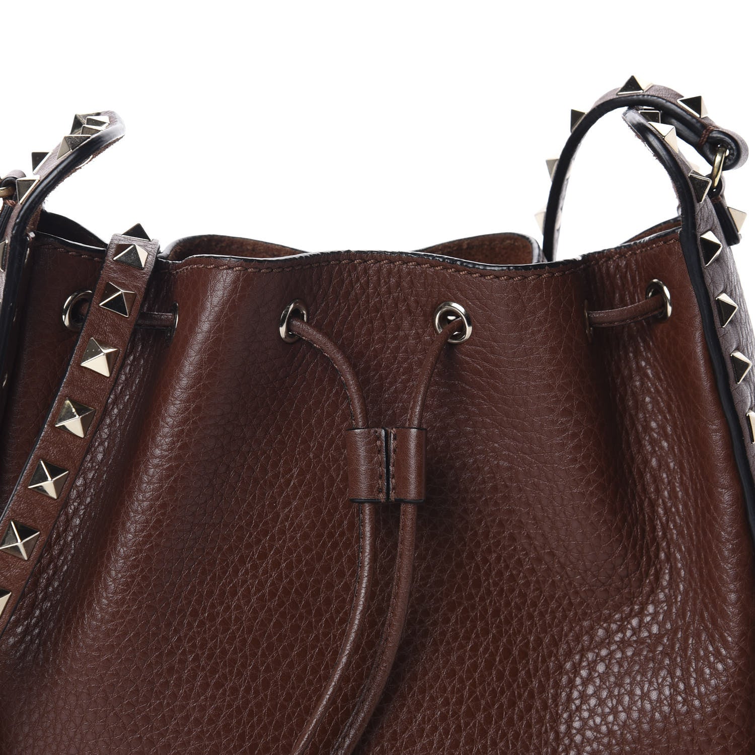 Valentino Garavani Grained Calfskin Rockstud Bucket Bag Light Brown 10 of 10