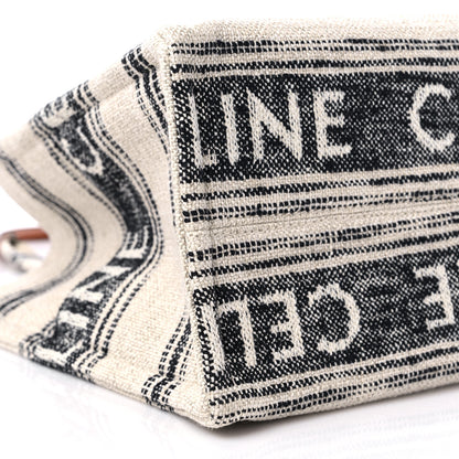 Celine Jacquard Striped Large Cabas Thais White Black 7 of 8