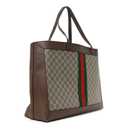 Gucci GG Supreme Monogram Web Ophidia Tote Brown 4 of 12