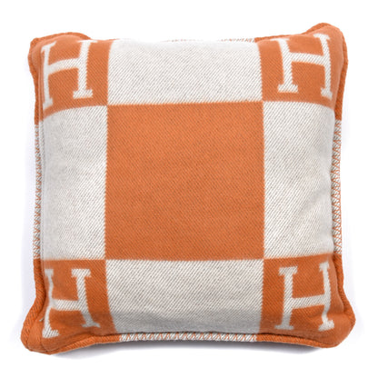 Hermes Wool Cashmere Avalon Pillow PM Ecru Potiron 2 of 3