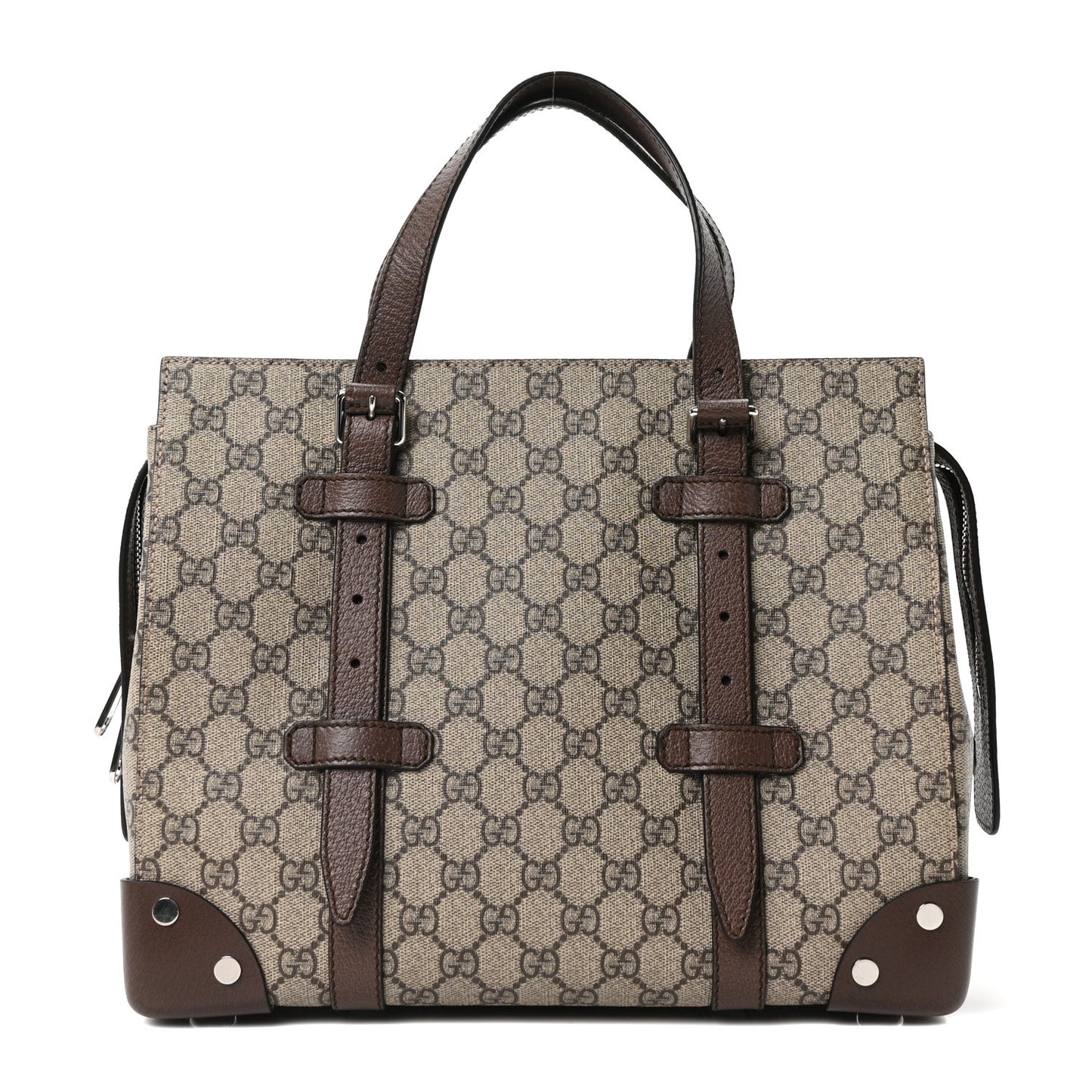 GG Supreme Monogram Textured Dollar Calfskin Small Detail Tote Beige Ebony New Acero