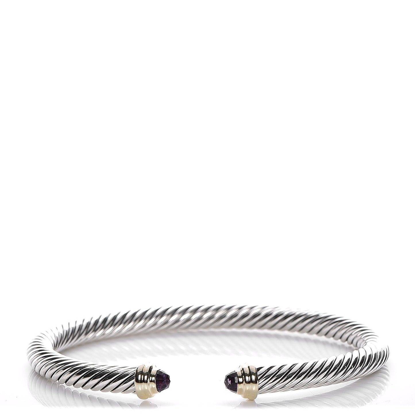 Sterling Silver 14K Yellow Gold Amethyst 5mm Cable Classics Petite Color Bracelet