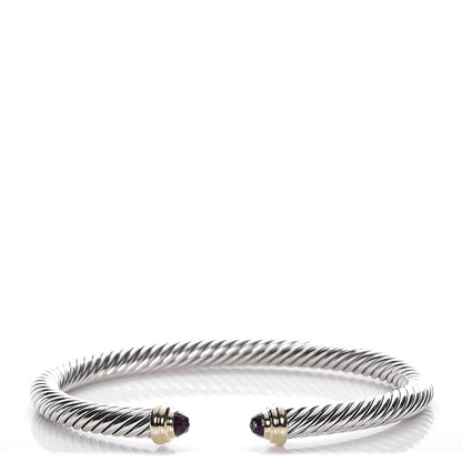 David Yurman Sterling Silver 14K Yellow Gold Amethyst 5mm Cable Classics Petite Color Bracelet 1 of 5