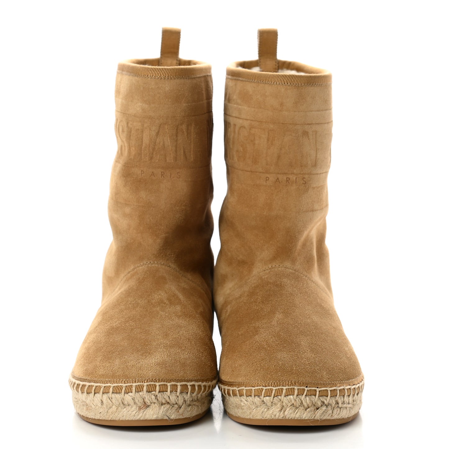 Calfskin Suede Shearling Granville Espadrille Boots 36 Natural