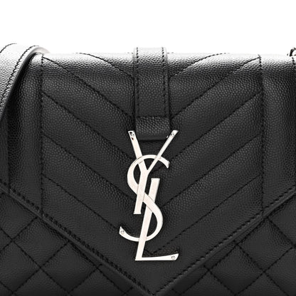 Saint Laurent Grain De Poudre Textured Mixed Matelasse Triquilt Small Monogram Satchel Black 6 of 8