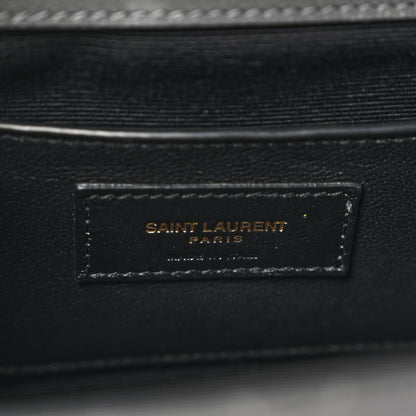 Saint Laurent Grain De Poudre Textured Mixed Matelasse Triquilt Small Monogram Satchel Pebble 6 of 11