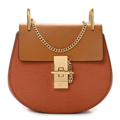 Chloe Grained Calfskin Lambskin Bi-Color Drew Shoulder Bag Orange Mustard 1 of 9