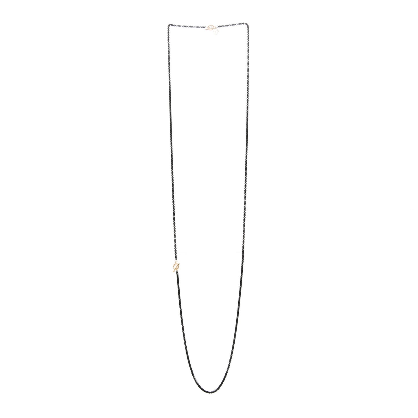 Stainless Steel 14K Yellow Gold Acrylic Bel Aire Chain Necklace Black