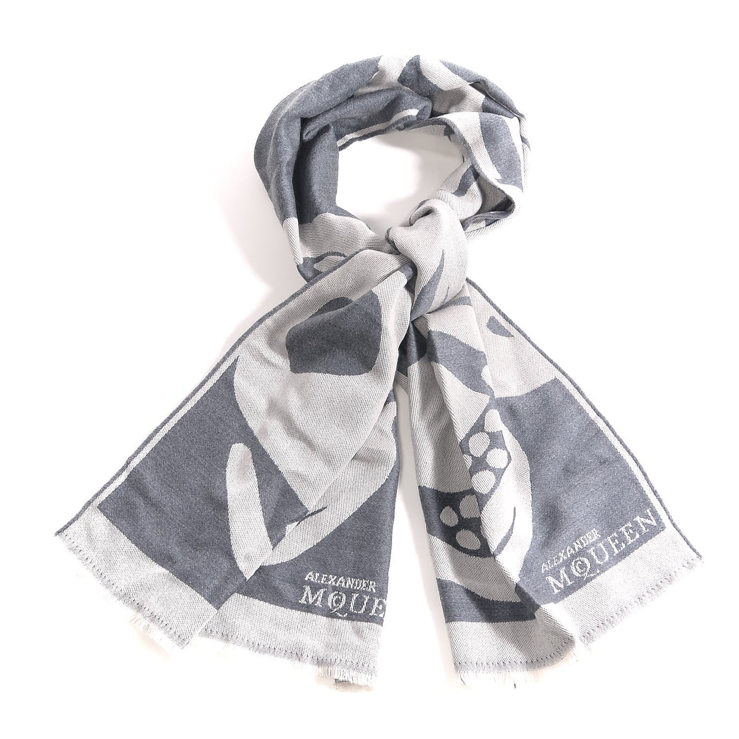 Wool Oversized Skull Scarf Grey