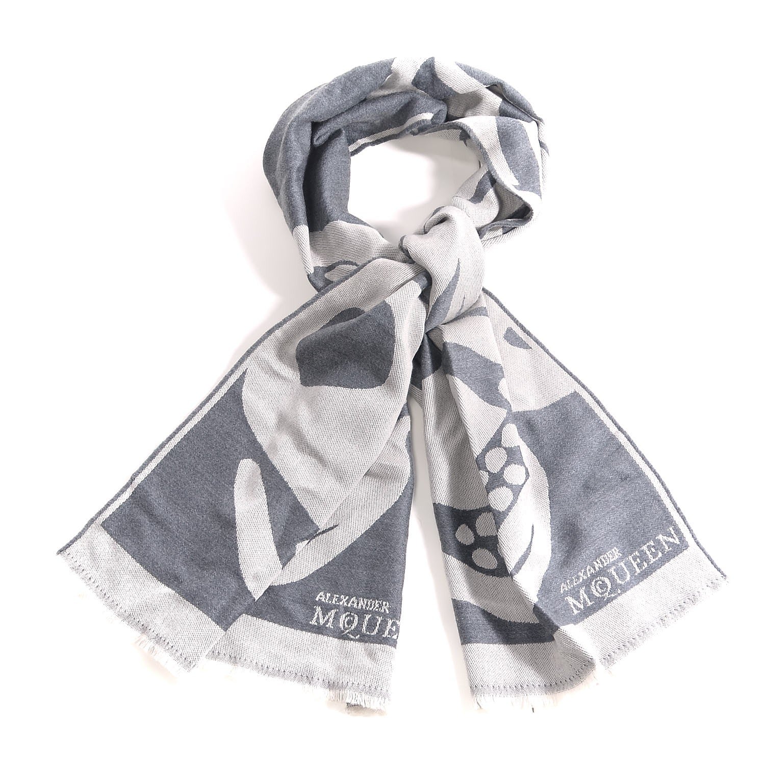 Alexander McQueen Wool Oversized Skull Scarf Grey 1 of 5