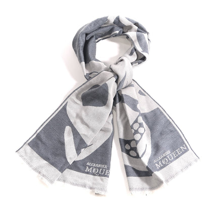 Alexander McQueen Wool Oversized Skull Scarf Grey 1 of 5