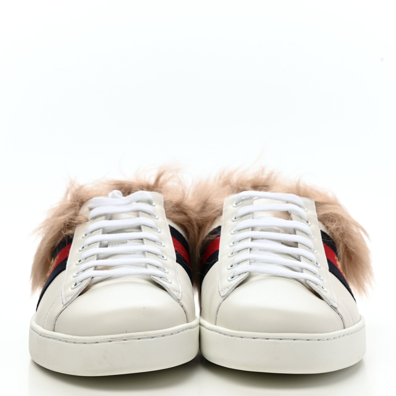Gucci Calfskin Wool Web Bee Embroidered Mens Ace Sneakers 10 White 2 of 9