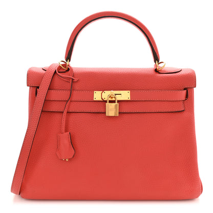 Hermes Taurillon Clemence Kelly Retourne 32 Rouge Pivoine 1 of 14
