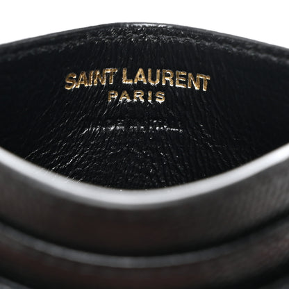 Saint Laurent Grain De Poudre Matelasse Chevron Monogram Credit Card Case Black 6 of 7