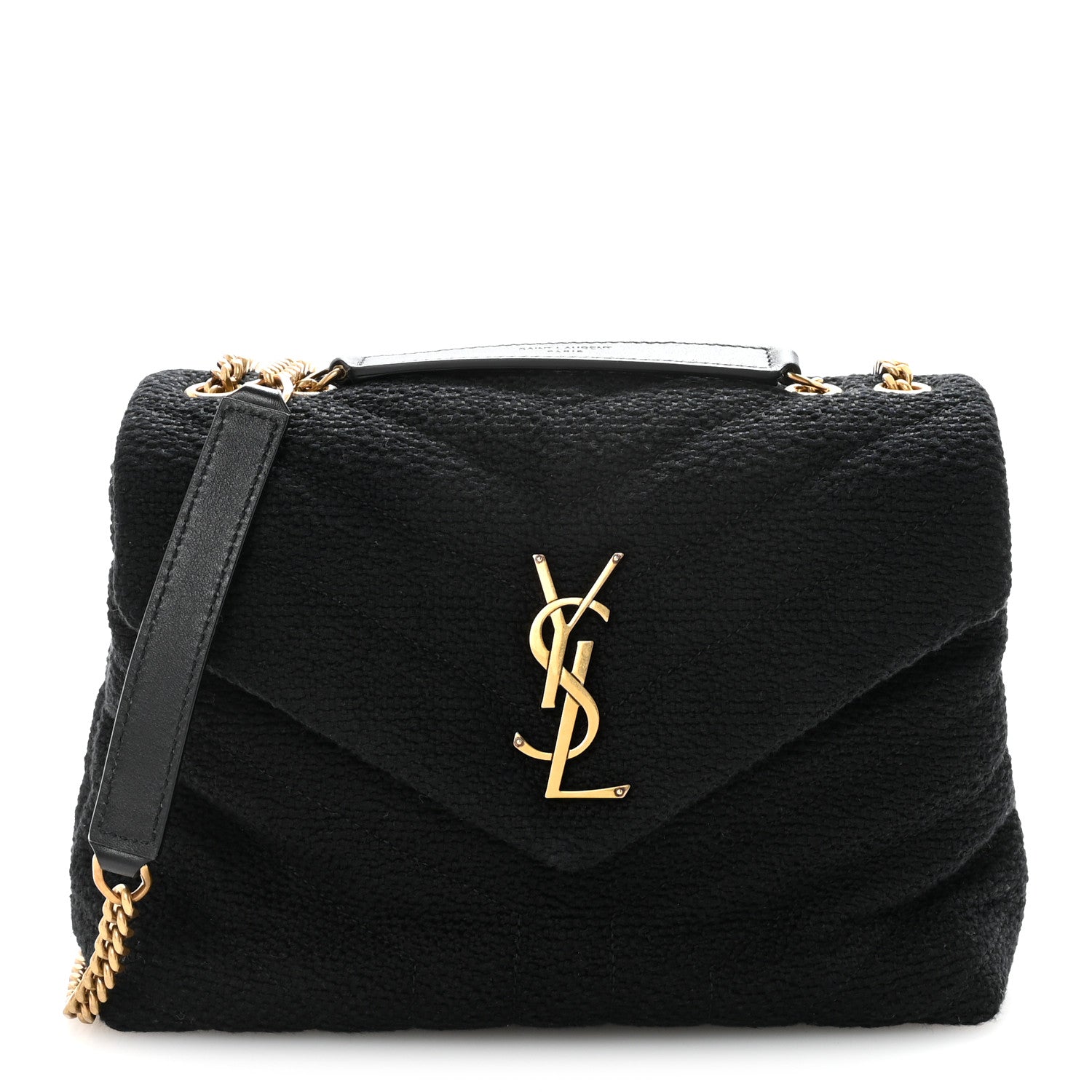 Saint Laurent Canvas Y Quilted Monogram Small Loulou Chain Satchel Black 1 of 9