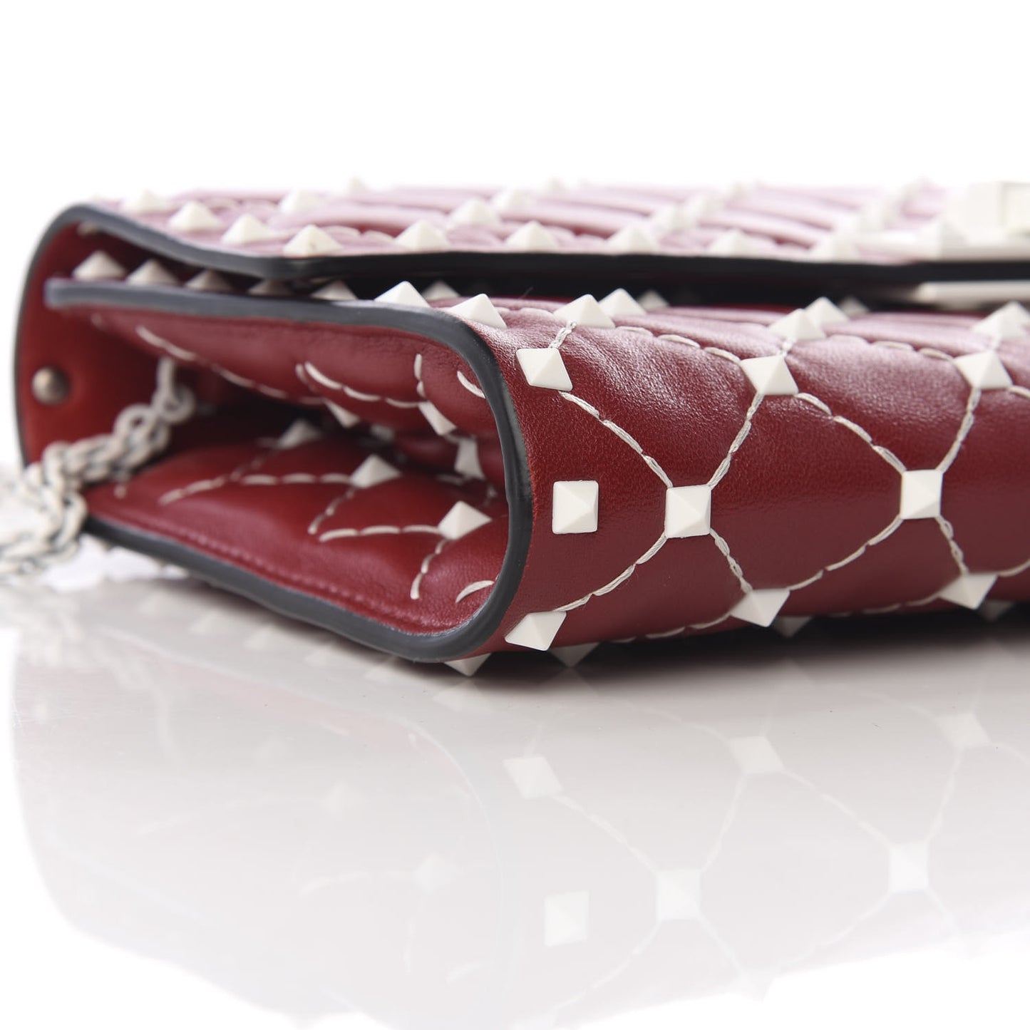 Lambskin Free Rockstud Spike Wallet On Chain Rosso Valentino