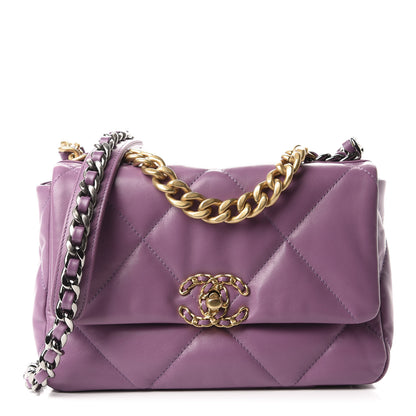 Chanel Goatskin Quilted Medium Chanel 19 Flap Violet Purple 1 of 10