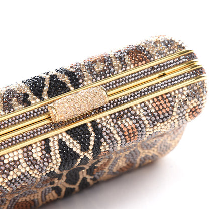 Judith Leiber Crystal Leopard Minaudiere Clutch Gold Brown 10 of 12