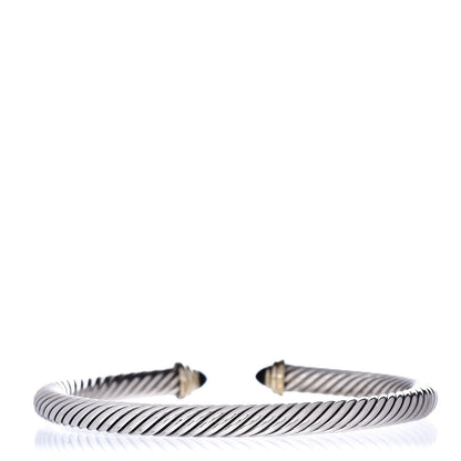 David Yurman Sterling Silver 14K Yellow Gold Black Onyx 5mm Cable Classics Petite Color Bracelet 3 of 4