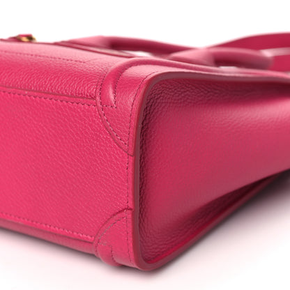 Celine Drummed Calfskin Nano Luggage Fuchsia 10 of 10