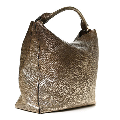 Burberry Metallic Signature Grain Medium Lindburn Hobo Gold 3 of 13