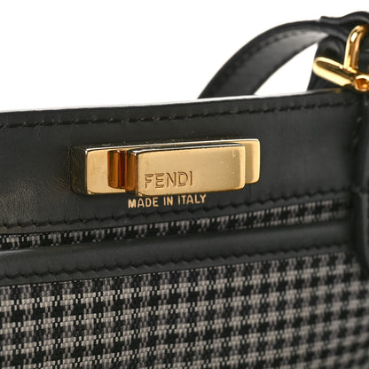 Fendi Wool Vitello King Houndstooth FF Embroidered Medium Peekaboo X-Tote Grigio Anthracite 6 of 8