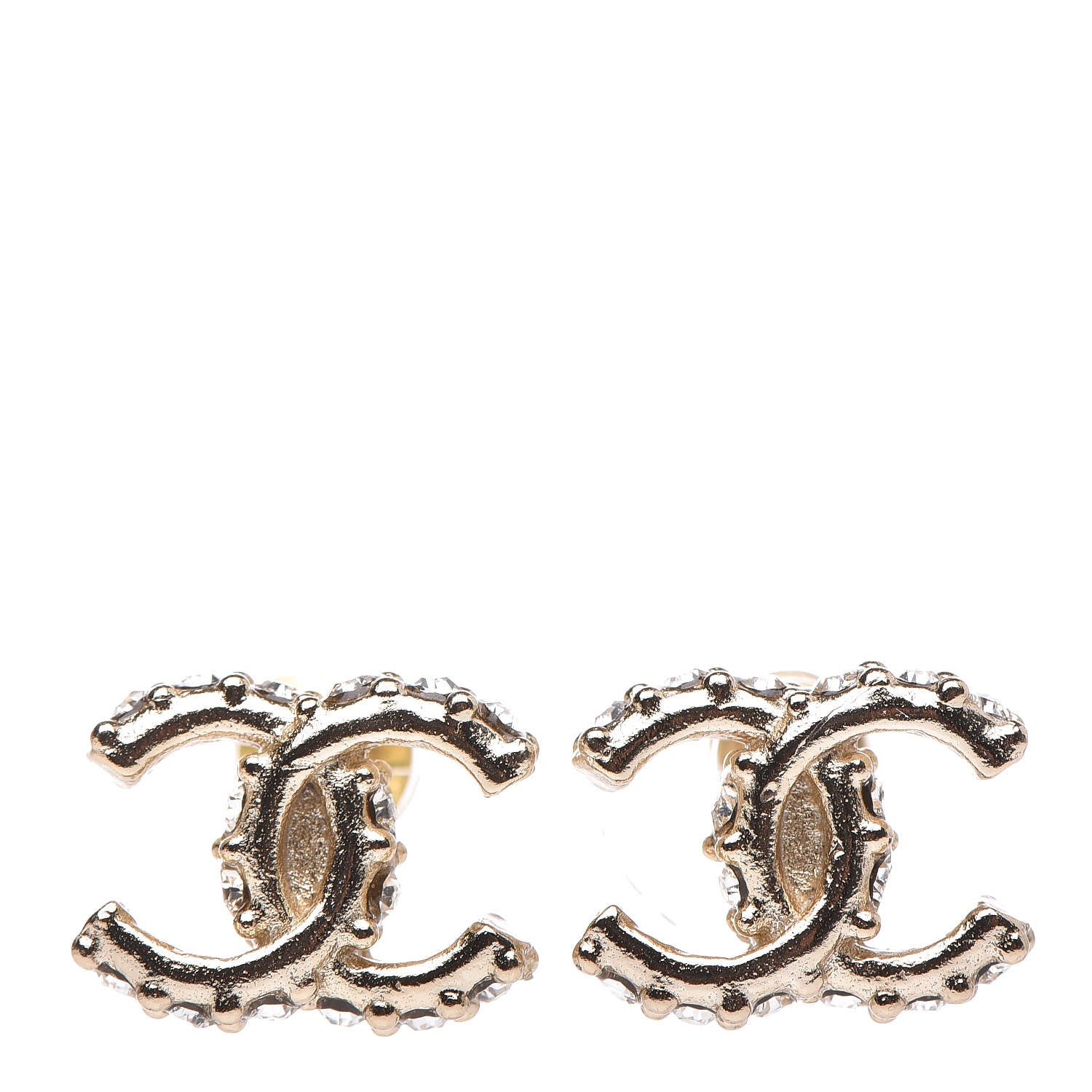 Chanel Crystal CC Earrings Gold 1 of 5