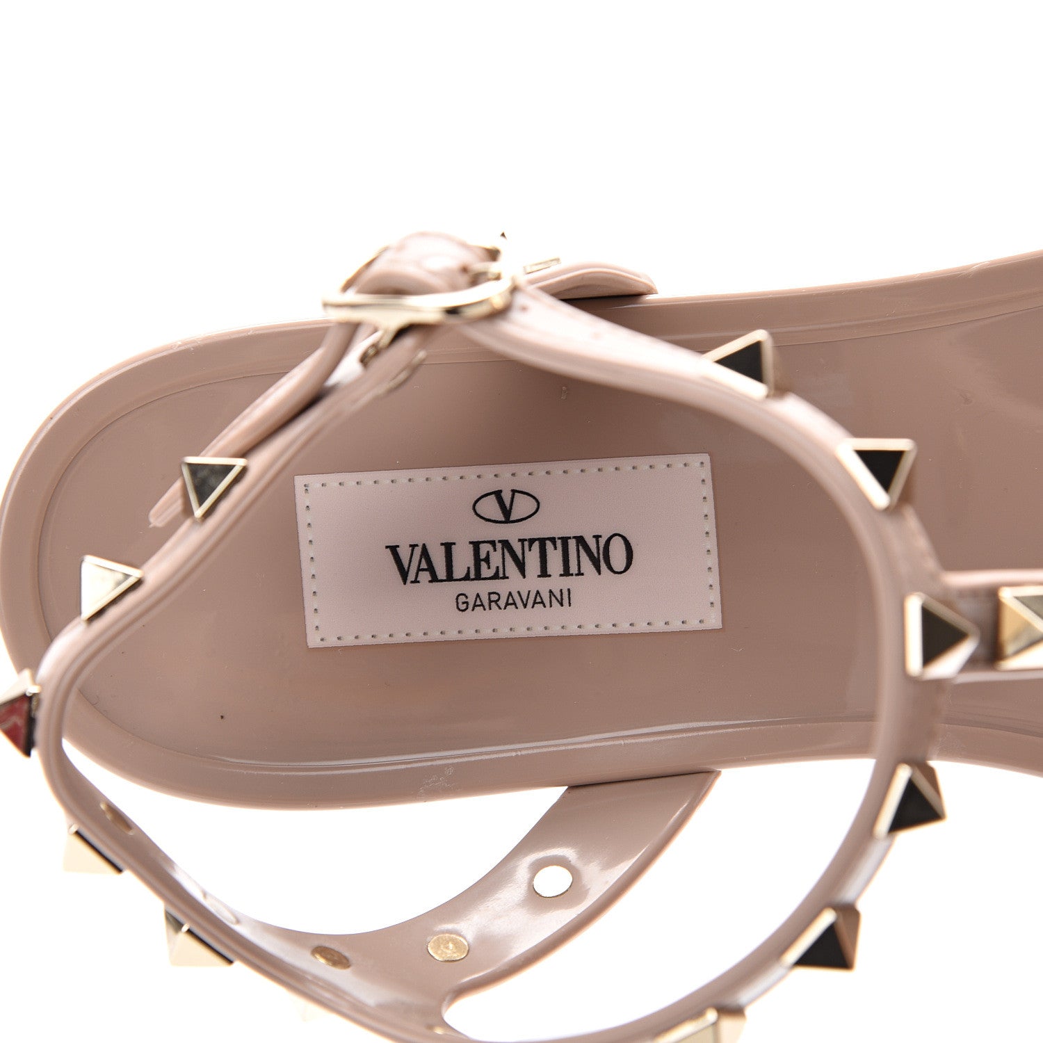Valentino Garavani PVC Jelly Rockstud Caged Sandals 38 Poudre 7 of 14