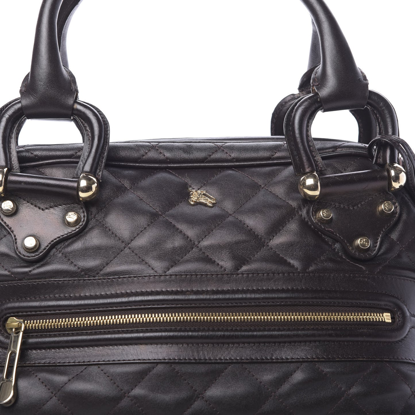 Lambskin Quilted Westbury Tote Dark Brown